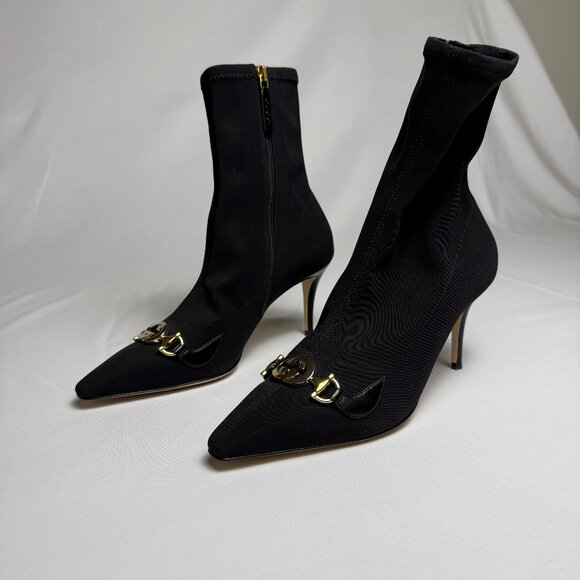 Gucci | Size 38 | Black Zumi Stretch Mid-Calf Booties w/ Pointed Toe | ($1,490) - Picture 1 of 9